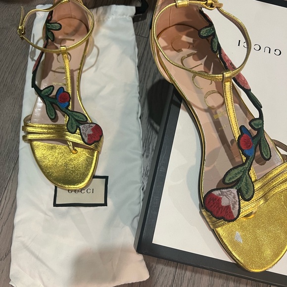 Gucci Ophelia Embroidered Strap Sandals - Picture 1 of 5